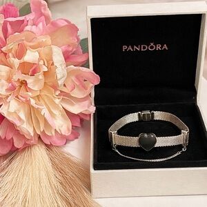 Authentic Pandora Bracelet + 2 Detachable Charms and Box